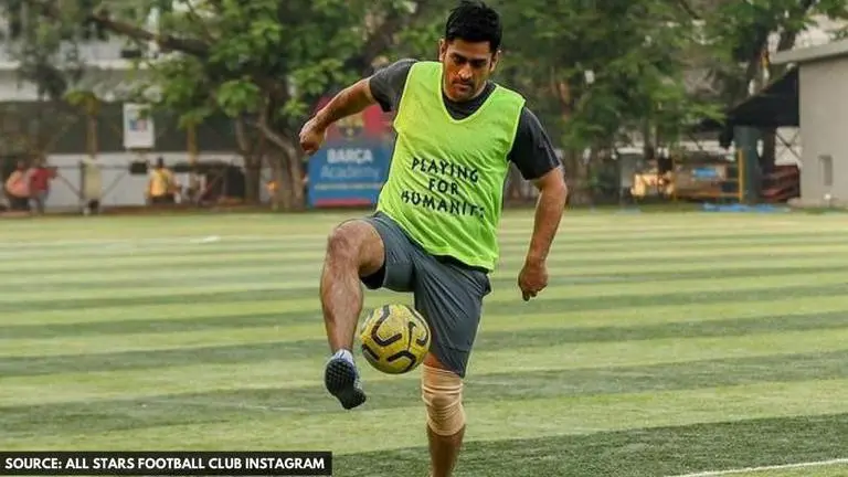 MS Dhoni clicked with Ranbir Kapoor, Leander Paes while playing football for charity MS Dhoni
