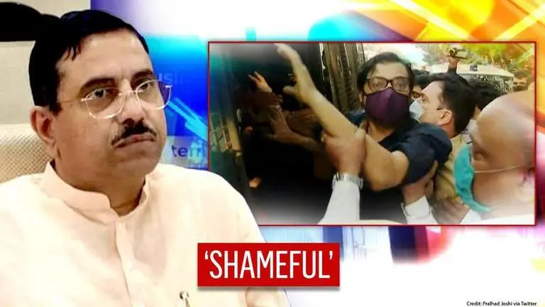 Union Minister Pralhad Joshi condemns Arnab Goswami's arrest, calls it 'act of vengeance' Union Min Pralhad Joshi condemns Arnab Goswami's arrest, says 'it's an act of vengeance'