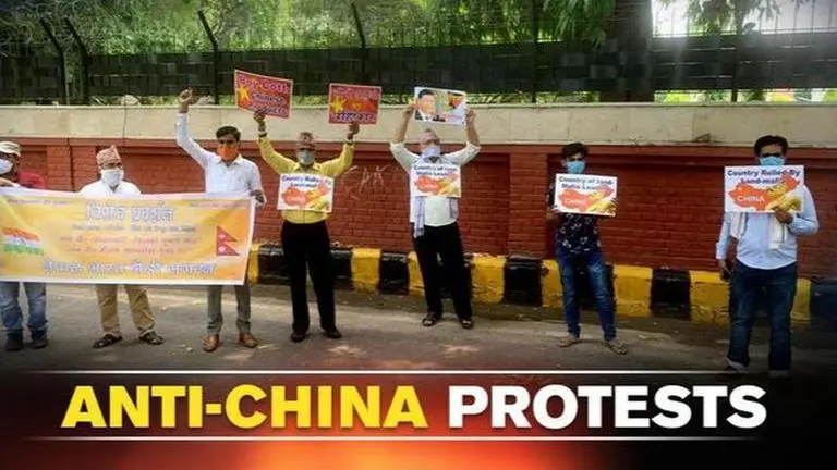Delhi: Amid sloganeering, protests erupt against China in front of Nepal Embassy Delhi
