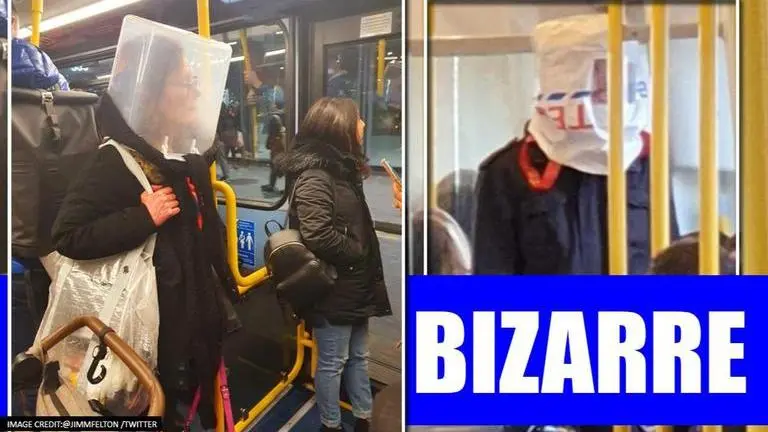 Coronavirus outbreak: Commuters wear storage boxes and plastic bags as panic spreads Coronavirus