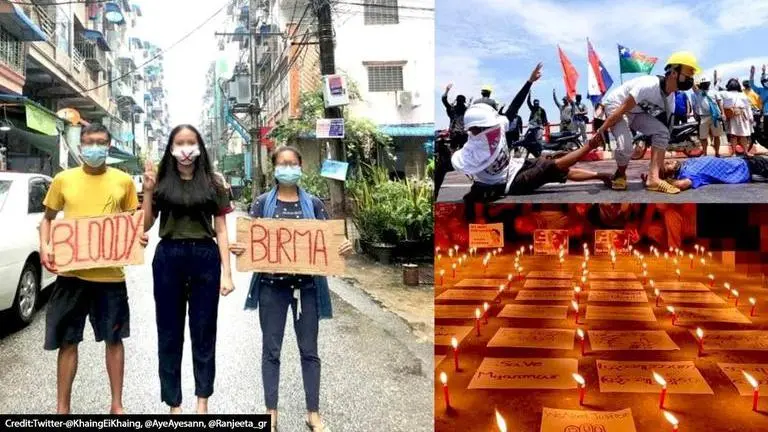 Myanmar protesters bedaub streets with ‘red paint’ to condemn military bloodshed amid coup Myanmar