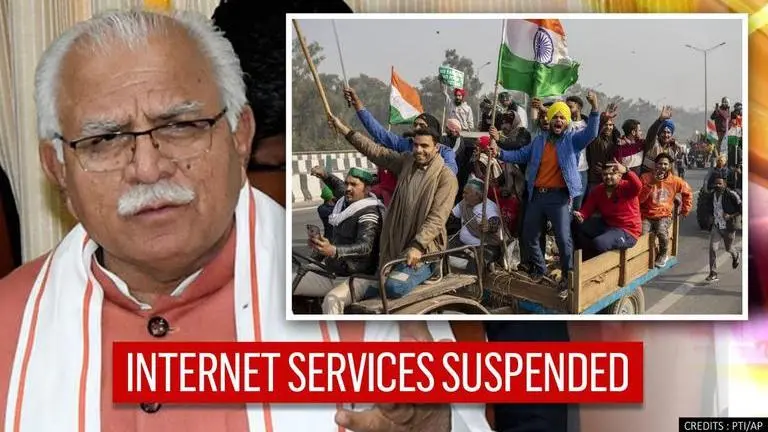 Haryana govt suspends internet in 17 districts as tensions mount at farmers' protest sites Haryana