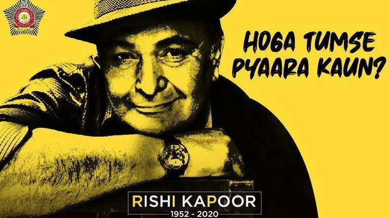 Mumbai Police's heartfelt tribute to Rishi Kapoor leaves netizens teary-eyed Mumbai Police's heartfelt tribute to Rishi Kapoor leaves netizens teary-eyed