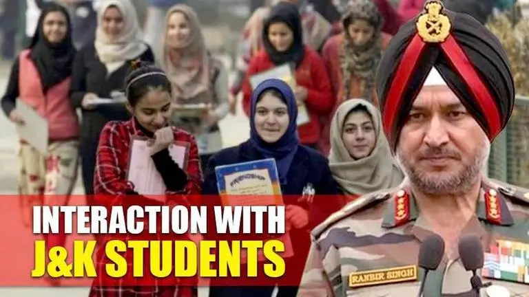 Northern Army Commander meets J&K students, encourages to work hard Northern Army Commander