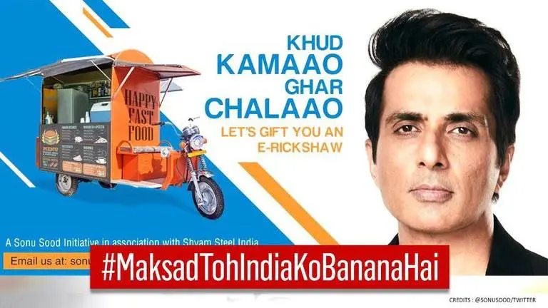 Sonu Sood launches initiative to gift e-rickshaws to underprivileged Sonu Sood