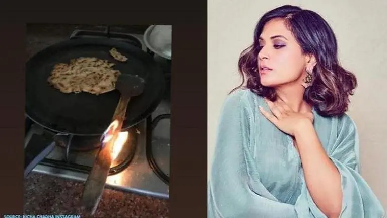 Richa Chadha sets fire to her ladle in failed attempt at cooking food; says,"satyanash" richa chadha