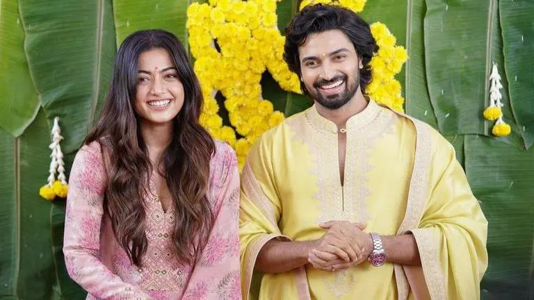 Rashmika Mandanna, Shaakuntalam star Dev Mohan are all smiles as they announce new film Rainbow