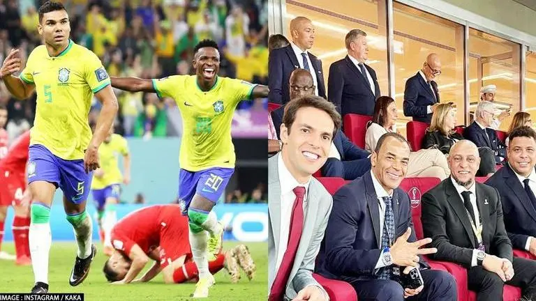 Casemiro rips half-volley screamer as Brazil legends Ronaldo, Carlos, Kaka & Cafu watch on Casemiro