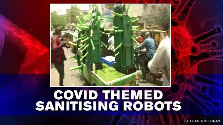 Coronavirus-themed robot sanitiser enters Chennai's Corona-battle on Covid-theme rickshaw Chennai