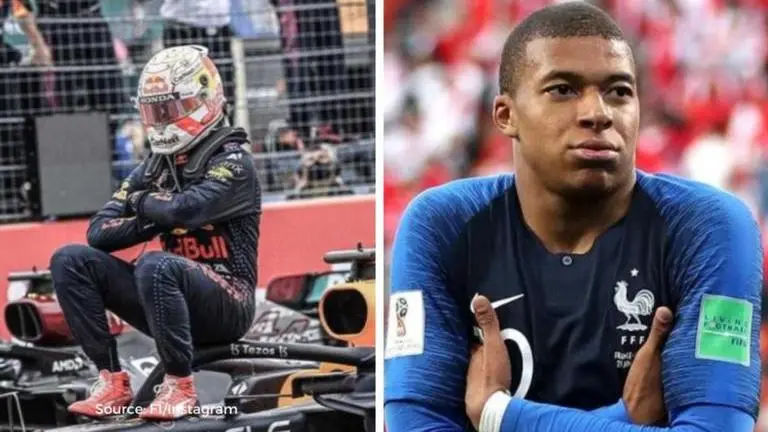 Mbappe delighted with Red Bull Racing's Max Verstappen's celebration after French GP win Max Verstappen and Kylian Mbappe