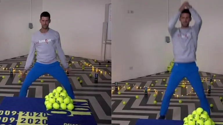 Novak Djokovic's Cristiano Ronaldo celebration post winning challenge is unmissable: Watch Novak Djokovic