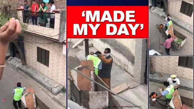 COVID-19: Amarinder Singh shares video of people showing affection for sanitation workers Capt Singh shares video of people showing affection to workers