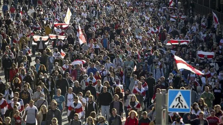 March of 100,000 marks week 7 of Belarus protests