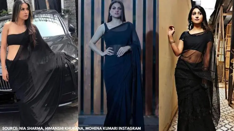 Nia Sharma, Himanshi Khurana or Mohena Kumari Singh; who styled the black saree better? Nia Sharma