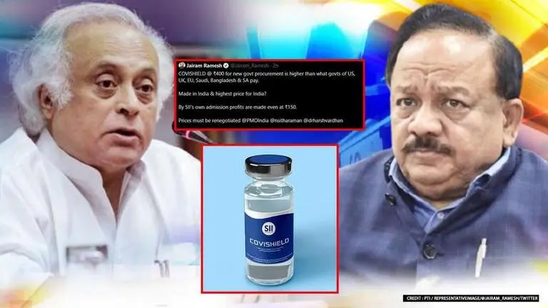 Health ministry clarifies new price for COVID-19 vaccines as Cong continues attack on govt PTI-Representative, Twitter-@Jairam_Ramesh