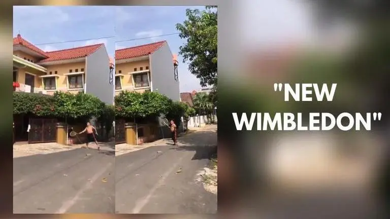 Viral video shows man's creative tennis style, impressed netizens call it 'new Wimbledon' viral videos