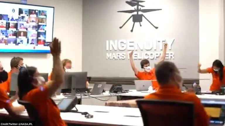 NASA scientists celebrate as Ingenuity Mars helicopter succeeds in historic first flight (Image Credits: NASA JPL/Twitter)