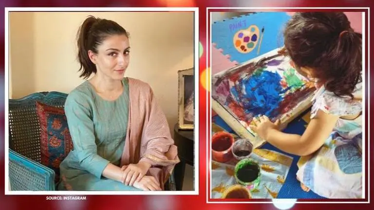 Soha Ali Khan gives sneak peek into Inaaya's painting session, says 'art imitates dress' soha ali khan