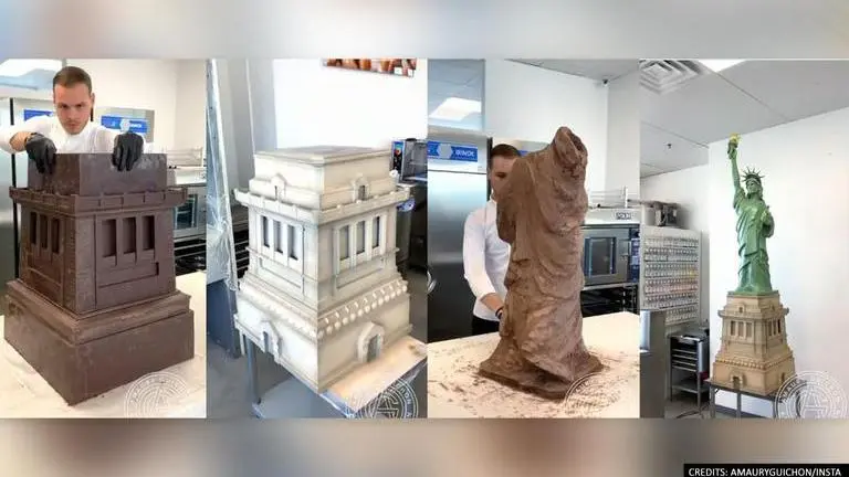 'Just breathtaking': Pastry chef sculpts 7 ft-tall chocolate Statue of Liberty Pastry