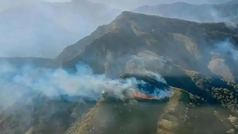 Nagaland CM makes aerial survey to assess damage caused by fire in Dzukou Range