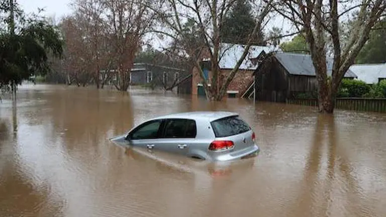 Flood damaged car
