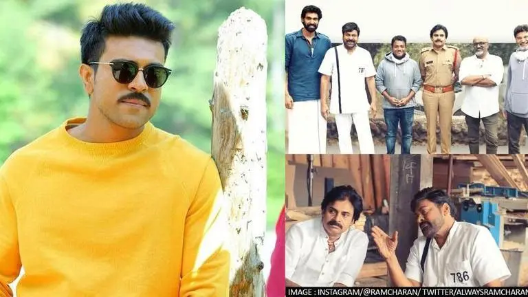 Ram Charan drops BTS video featuring Chiranjeevi, Pawan Kalyan visiting each other's sets Ram Charan, Bheemla Nayak, Godfather, Bheemla Nayak trailer, Godfather, Ram Charan drops new video