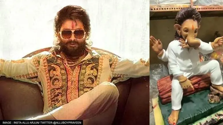 After Ram Charan, fans welcome Allu Arjun's 'Pushpa'-inspired Lord Ganesha idol; WATCH Allu Arjun