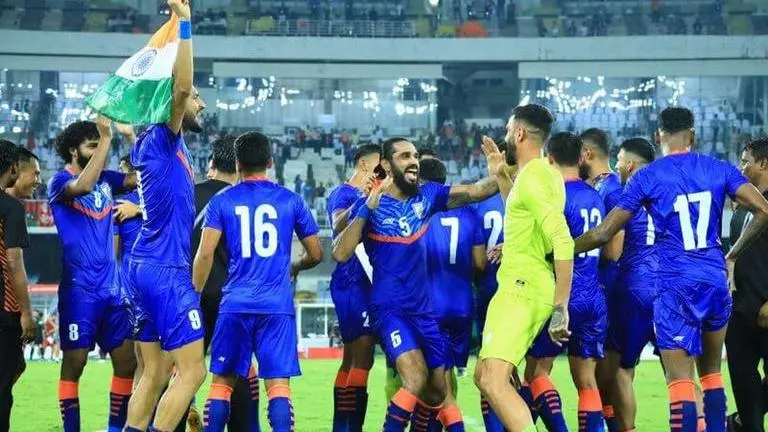 India's football 'factory' Manipur thrilled at its first date with Blue Tigers Indian footballers celebrating after a match