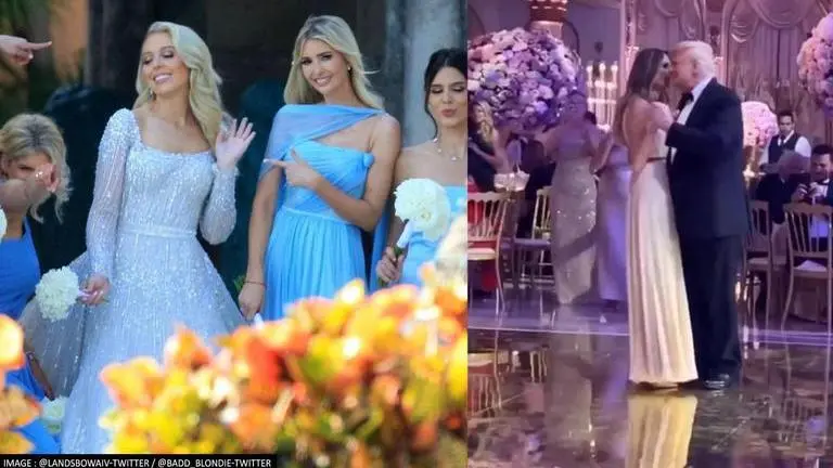 Trump hits the dance floor at daughter Tiffany's lavish wedding at Mar-a-Lago: Watch Tiffany Trump