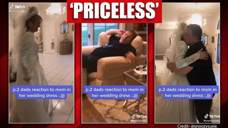 Good News: Woman wears wedding dress after 25 years, watch husband's priceless reaction Good News: Woman wears wedding dress after 25 years, watch husband's priceless reaction