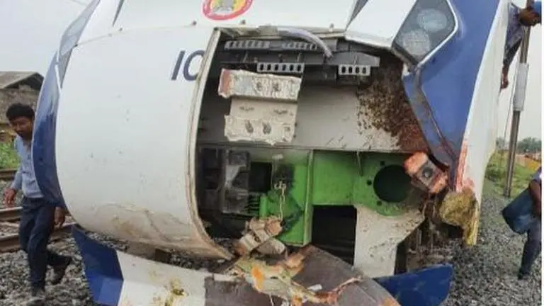 Mumbai-Gandhinagar Vande Bharat Express damaged after hitting buffalo herd in Gujarat Vande Bharat express