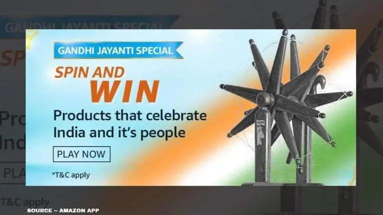 Amazon Spin and Win Gandhi Jayanti special Quiz Answers: Win Prices Worth Rs 10,000 & More amazon spin and win