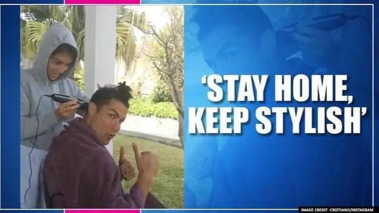 Georgina gives Cristiano Ronaldo a haircut to 'keep him stylish' amid isolation; Watch Ronaldo