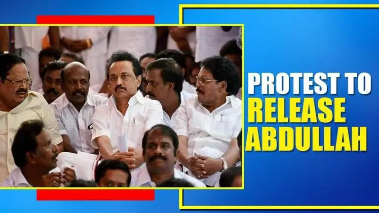 DMK MPs protest in Parliament premises; demand Farooq Abdullah's release DMK