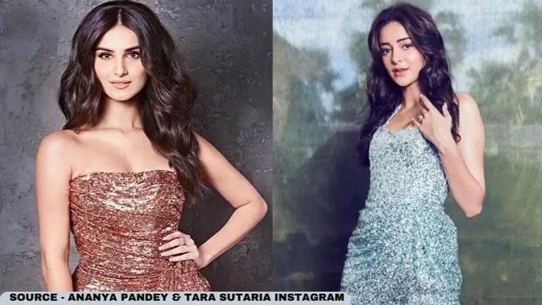 Ananya Panday and Tara Sutaria in thigh high slit gowns; see pics Ananya Panday