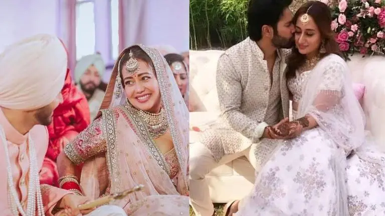 From Varun Dhawan to Neha Kakkar's wedding: Contemporary bridal lehengas & looks varun dhawan's wedding