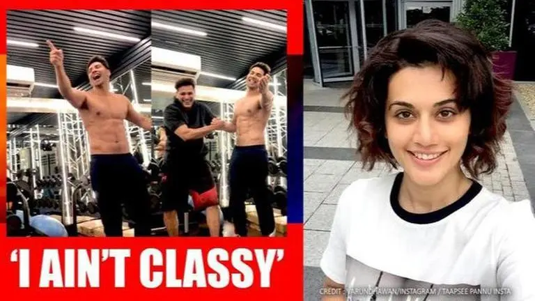 Varun Dhawan jams on ‘Tum Toh Thehre Pardesi’ while gyming; Taapsee Pannu reacts Varun Dhawan
