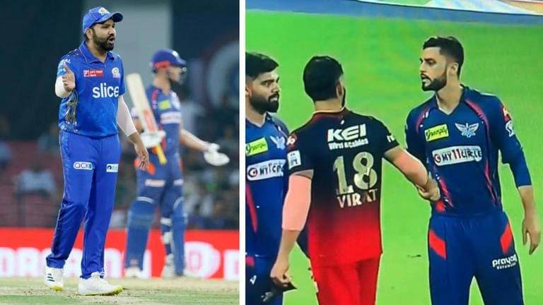 Mi vs lsg: crowd chants 'kohli-kohli' during naveen's bowling; rohit gives epic response - watch