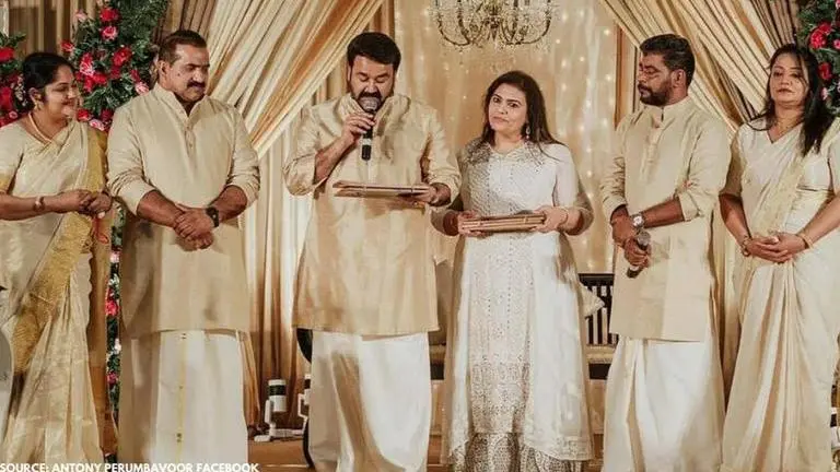 Mohanlal attends producer Antony Perumbavoor's daughter's engagement in Kochi; see pics Antony Perumbavoor