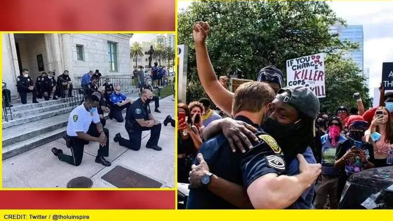 Police officers across US 'take a knee' in solidarity with 'Black Lives Matter' protests Police officers