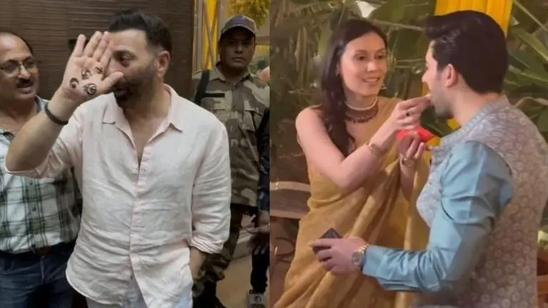 Sunny Deol sports unique henna design on son Karan's mehendi ceremony Sunny Deol