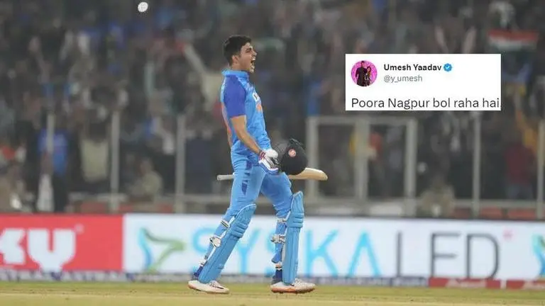 Shubman Gill celebrating after reaching his century
