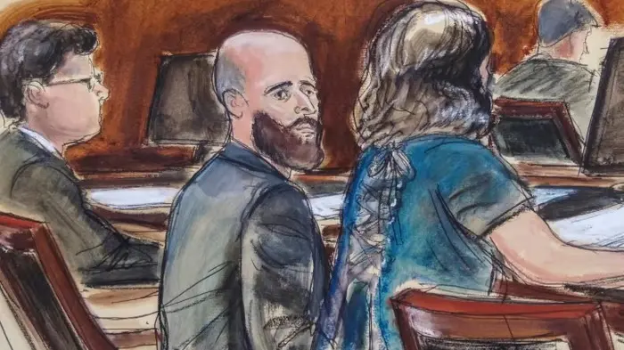 Courtroom sketch of ex-CIA official Joshua Schulte