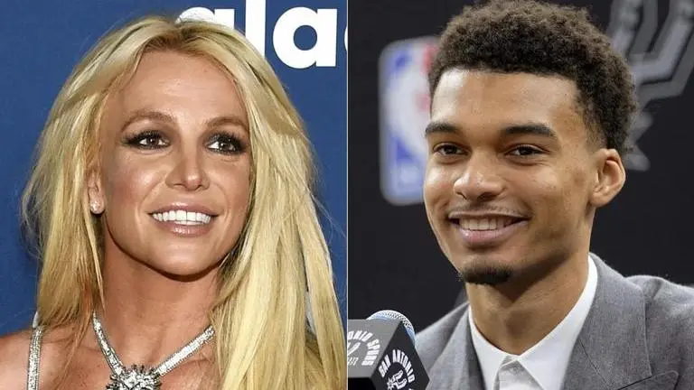 Britney Spears inadvertently hit herself in the face in encounter with Victor Wembanyama