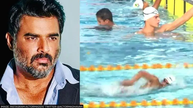 R Madhavan cheers for son Vedaant as he breaks National Junior record for 1500m freestyle r madhavan