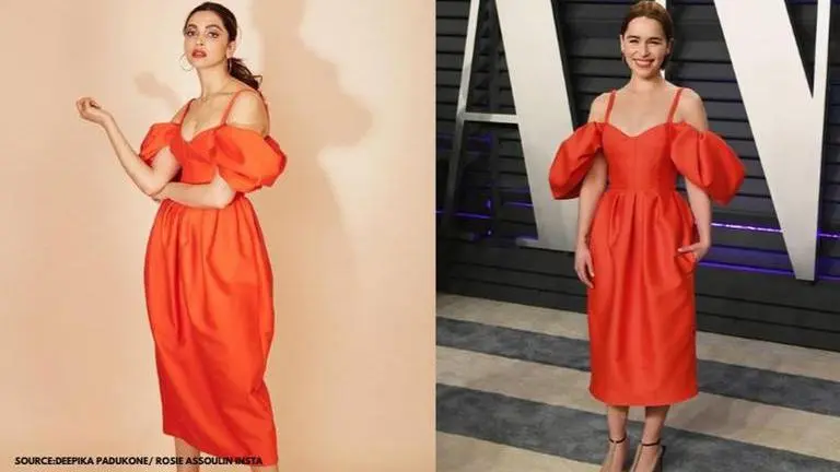 Deepika Padukone or Emilia Clarke: Who wore red drama-sleeve dress better? Deepika Padukone