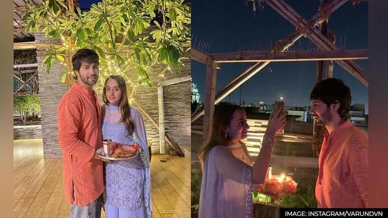 Varun Dhawan, Natasha Dalal share happy moments as they celebrate first Karva Chauth Varun Dhawan, Natasha Dalal, Karva Chauth, first karva chauth celebrations