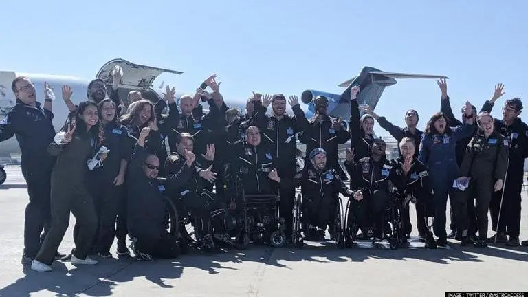 Astro Access carries 12 disabled volunteers to a zero-gravity flight 32,000 ft above Earth Astronaut
