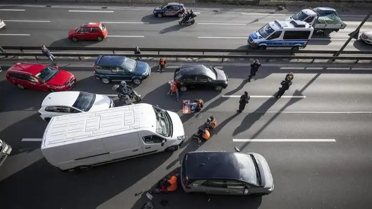 German climate activists try to bring traffic to a standstill in Berlin Germany