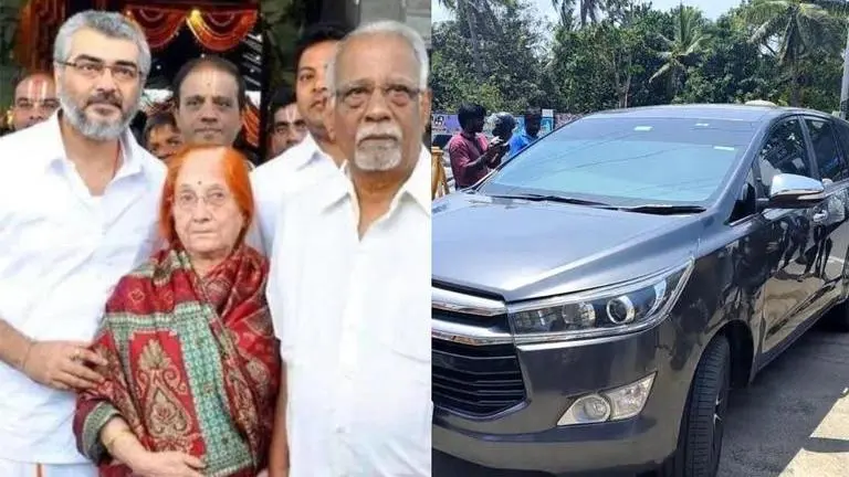 Vijay meets Ajith Kumar, offers condolences on PS Mani's demise Thalapathy Vijay, Ajith Kumar with his family